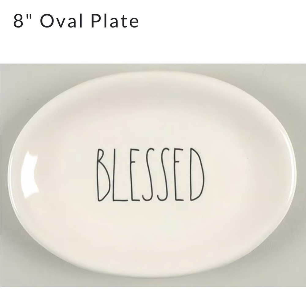 Rae Dunn White Oval Dinnerware Plate Blessed